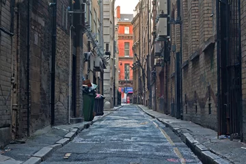 Door stickers Narrow Alley Looking down an empty inner city alleyway