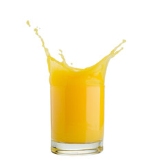 Obraz na płótnie Canvas orange juice splash isolated on white