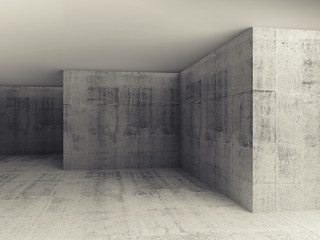Abstract architectural 3d background, empty concrete interior