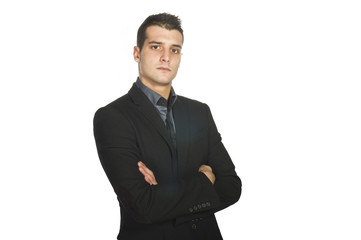 Young Business man ready to work on the white