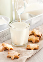 Milk pouring into the glass