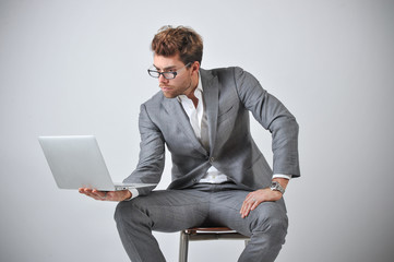 Man With Personal Computer For Business