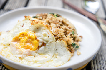 fried egg in rice dishes.