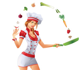 Sexy woman cooking