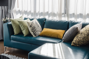 green sofa in modern living room