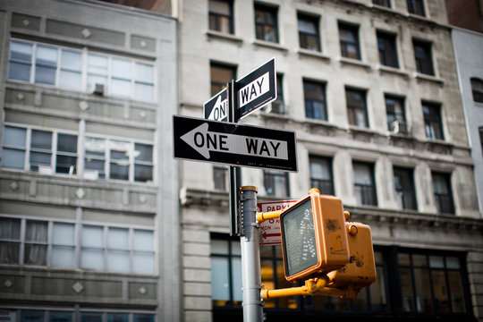 Cross street sign in New York