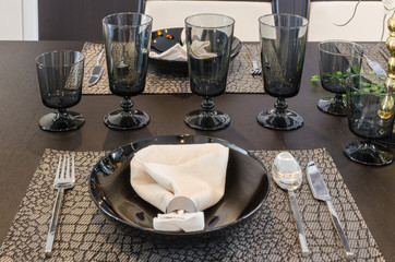 table set on luxury dinning table