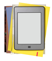 modern ebook reader with books