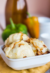 dumplings with cabbage and fried onions, Ukrainian cuisine