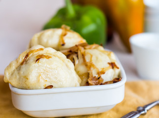 dumplings with cabbage and fried onions, Ukrainian cuisine