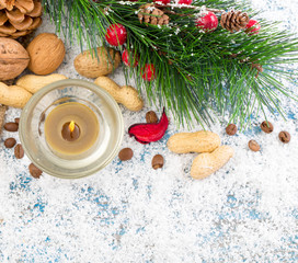 Christmas Decoration Over Wooden Background