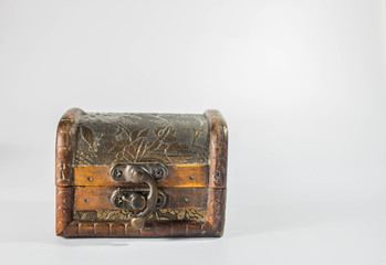 Wooden box on floor.