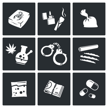 Drugs icons set