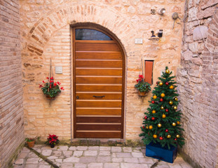 Fototapeta na wymiar Entrata di una casa con albero di Natale