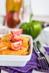 Stuffed cabbage rolls with minced meat and rice