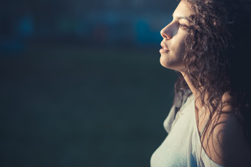 young beautiful moroccan curly woman