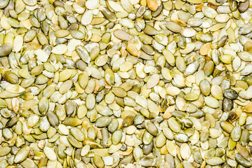 A background made from pumpkin seeds