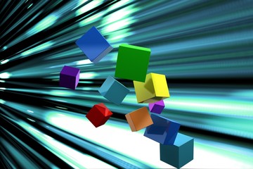Composite image of 3d colourful cubes floating