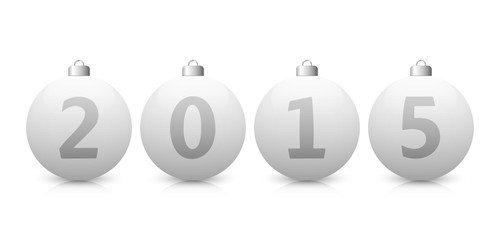 White Glass Christmas Balls - Year 2015