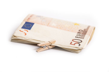 Folded euro banknotes