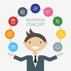 Flat design concept of businessman management