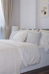 Fototapeta na wymiar white modern single bedroom