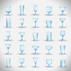 Glasses Icons Set - Isolated On Gray Background