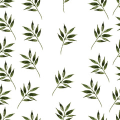Nature seamless pattern watercolor hand drawn leaf. Nature color