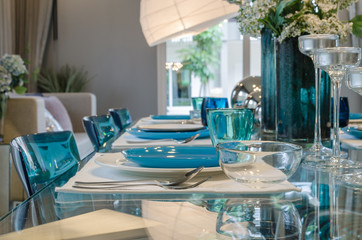 table set on glass table