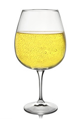 bicchiere di vino bianco con bollicine