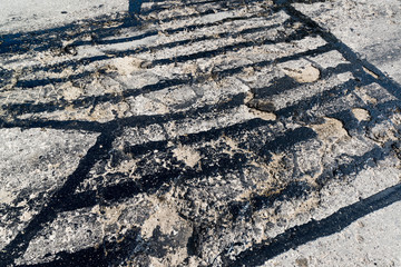 Road repair. Hole in  asphalt and bitumen