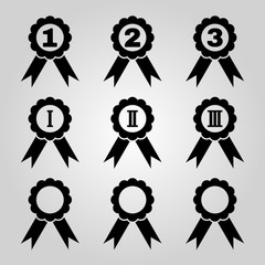 Set of 9 black award icons.