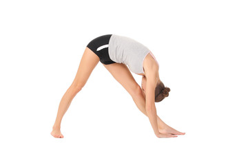 woman training yoga