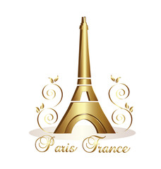 Eiffel Tower Paris-France gold floral vector