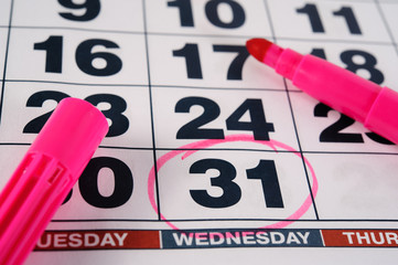 December thirty-first calendar selected date