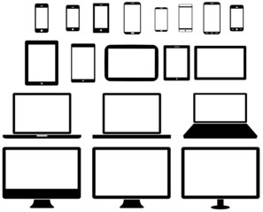 Modern digital tech device collection
