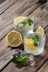 Lemonade with fresh lemon and mint