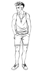 Full length portrait of happy handsome young man.