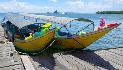  longtail boats, Andaman Sea,