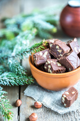 Fudge with hazelnuts