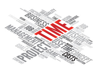 TIME business concept in word tag cloud, vector background