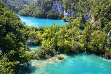 Fototapeta na wymiar Breathtaking view in the Plitvice Lakes National Park .Croatia