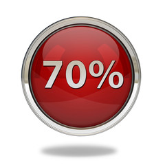 Seventy percent pointer icon on white background