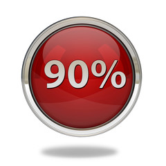 Ninety percent pointer icon on white background