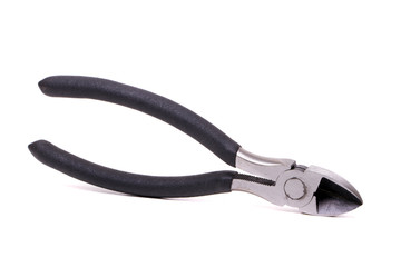 Close up view of a nipper tool isolated on a white background.