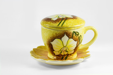 Tazza decorata con orchidea