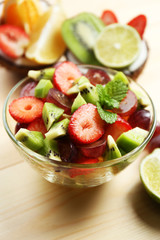 Fruit salad on table