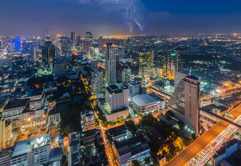 Bangkok cityscape with lightning