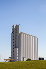 View of a big storage silo structure for grains.