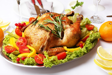 Baked chicken for festive dinner
